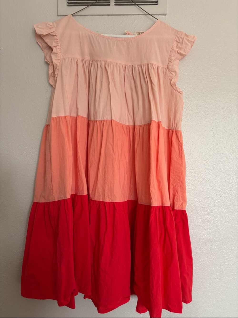 Tiered Colorblock Mini Dress - Pink, Coral & Red